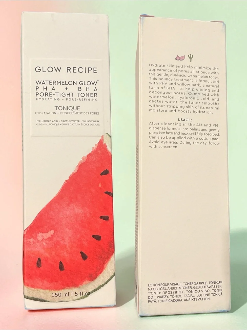 🪷 Glow Recipe Watermelon Glow Pore-Tight PHA+BHA Hydrating Toner FULL SIZE 150mL